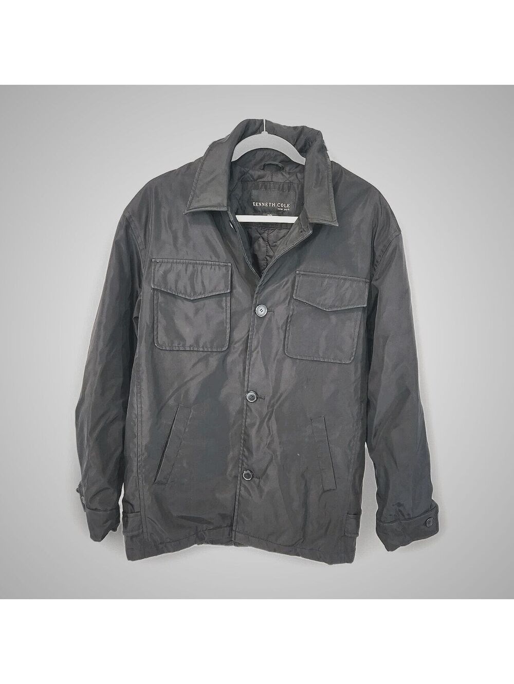 Kenneth Cole New York Fully Lined Black Nylon Utility Jacket Men's Medium